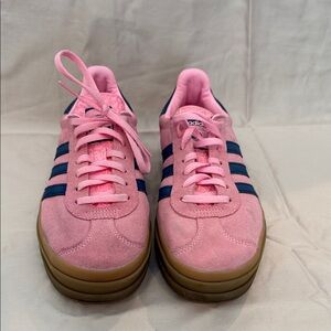 Adidas Pink Sneakers with Navy Stripes